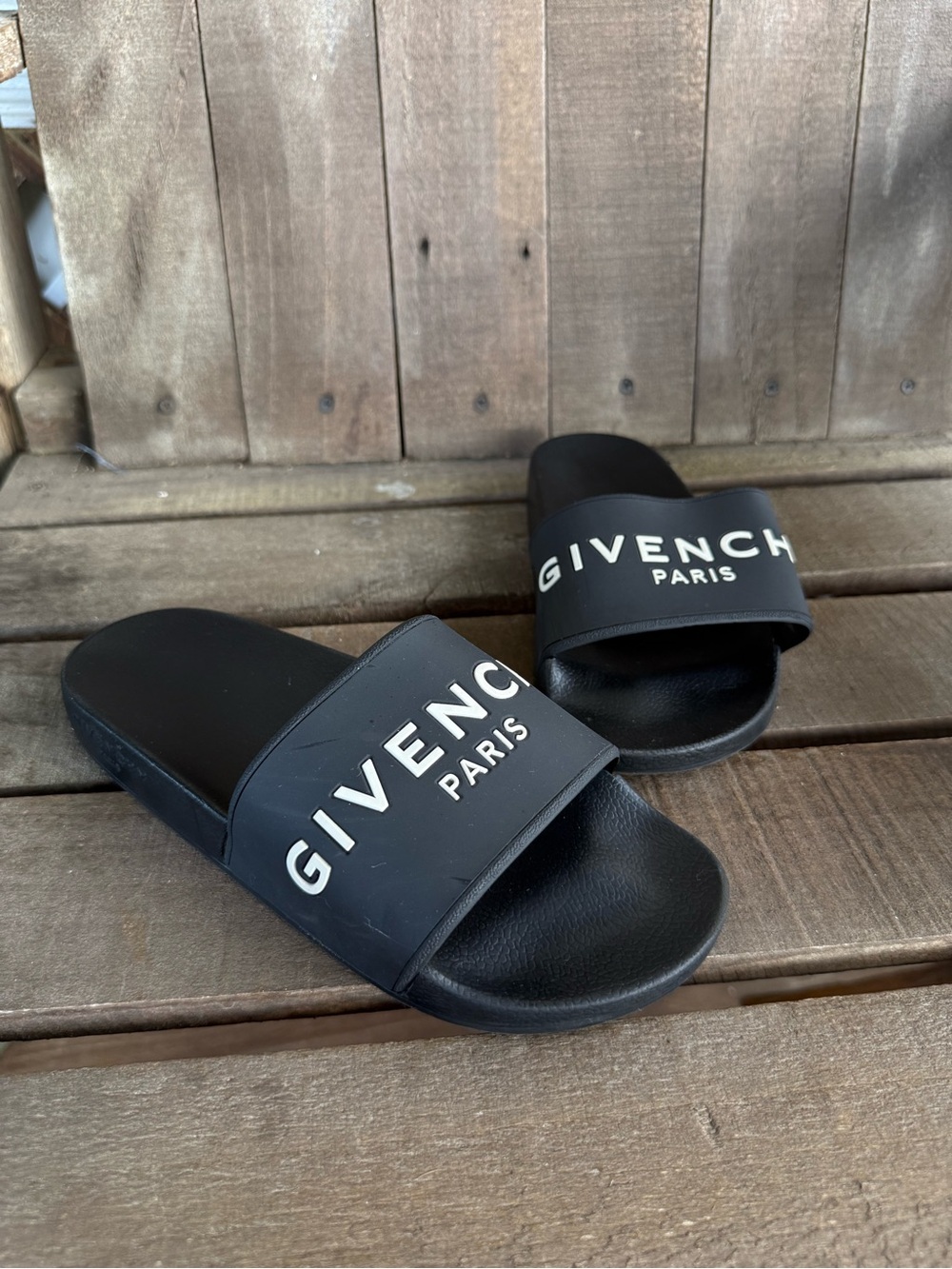 Givenchy Paris Black Rubber Slide Sandals Size EU 41 / US Men 8 / US Women 11